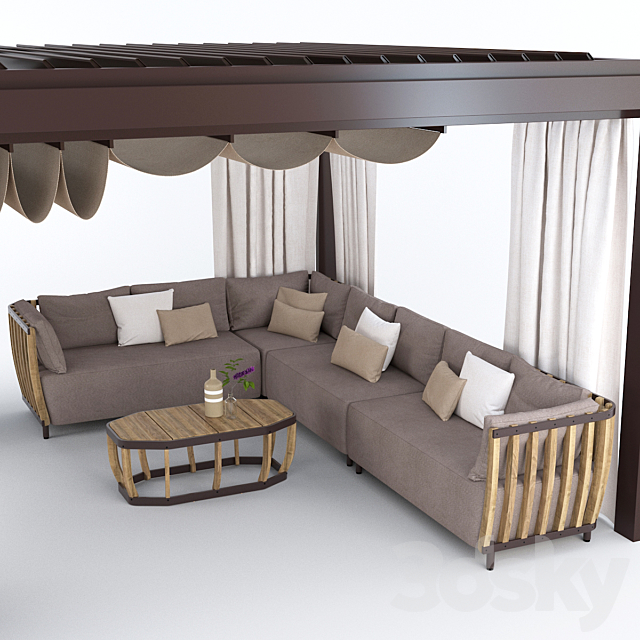 Garden Arbor with sofa Eivissa Ethimo 3DSMax File - thumbnail 2