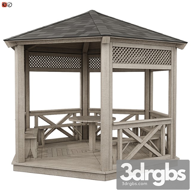 Garden Gazebo Made Of Wood 03 3dsmax Download - thumbnail 1