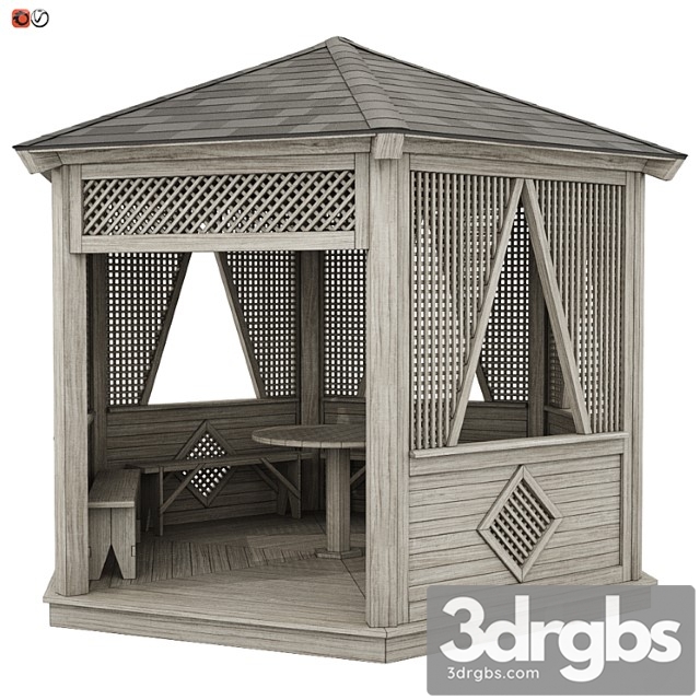 Garden Gazebo Made Of Wood 04 3dsmax Download - thumbnail 1