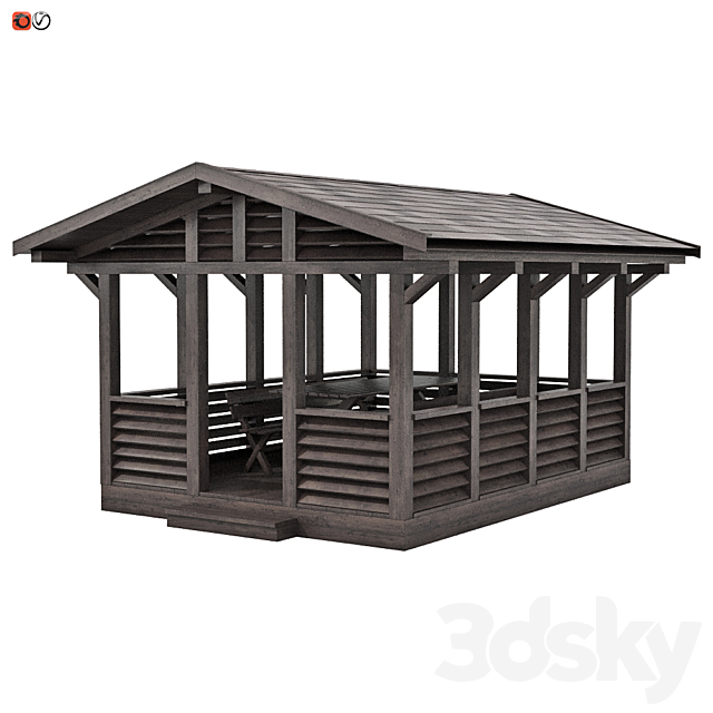 Garden gazebo made of wood 05 3ds Max - thumbnail 1