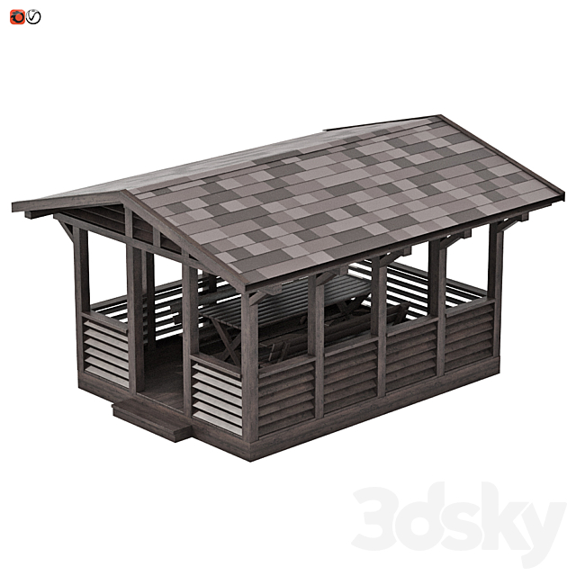 Garden gazebo made of wood 05 3ds Max - thumbnail 2