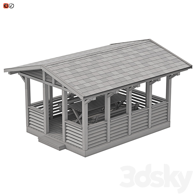 Garden gazebo made of wood 05 3ds Max - thumbnail 3