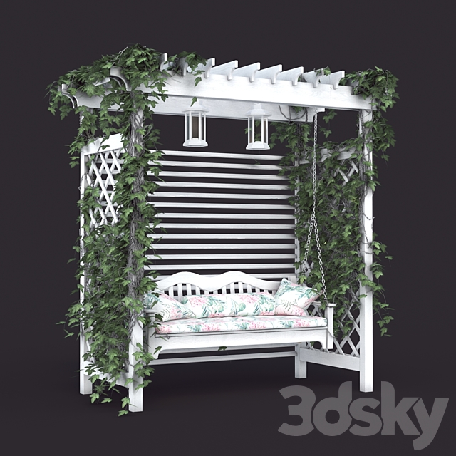 Garden swing in the style of Provence. white 3DSMax File - thumbnail 1