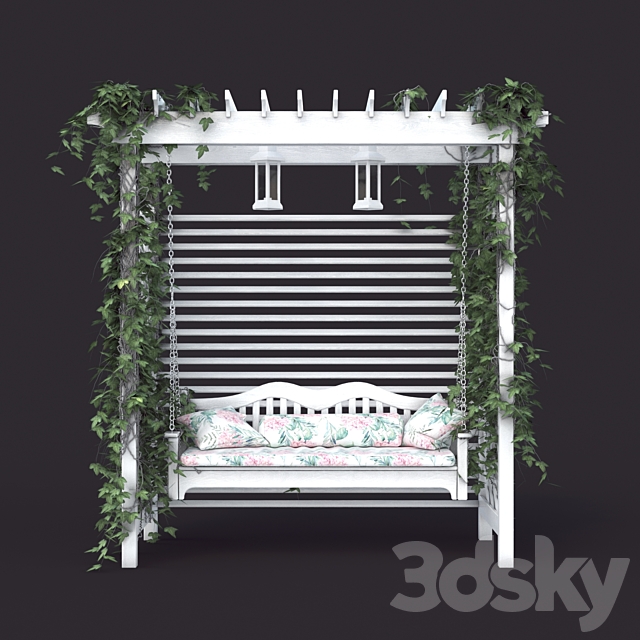 Garden swing in the style of Provence. white 3DSMax File - thumbnail 2