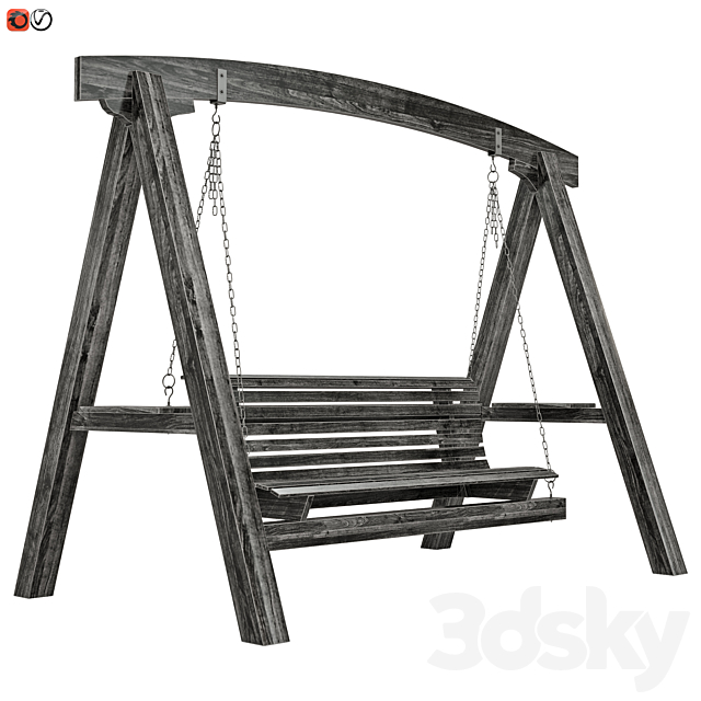 Garden swing made of wood 3ds Max - thumbnail 1