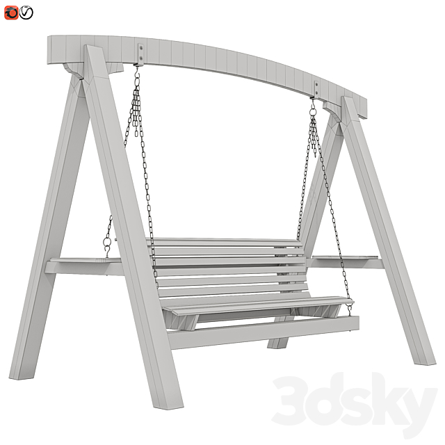 Garden swing made of wood 3ds Max - thumbnail 3