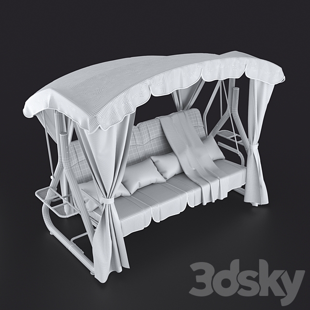 Garden swing suspended. quadruple 3DSMax File - thumbnail 3