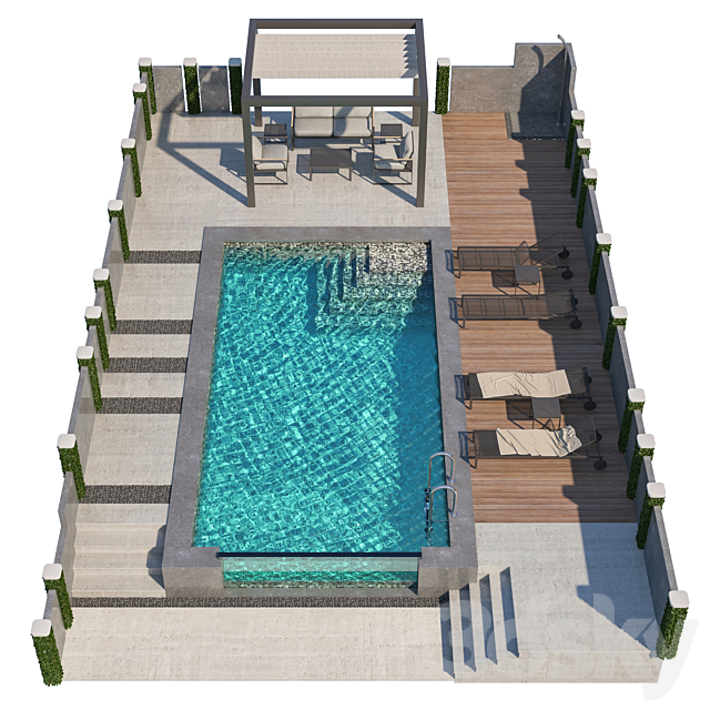 Gazebo and Swimming Pool # 5 3DSMax File - thumbnail 1