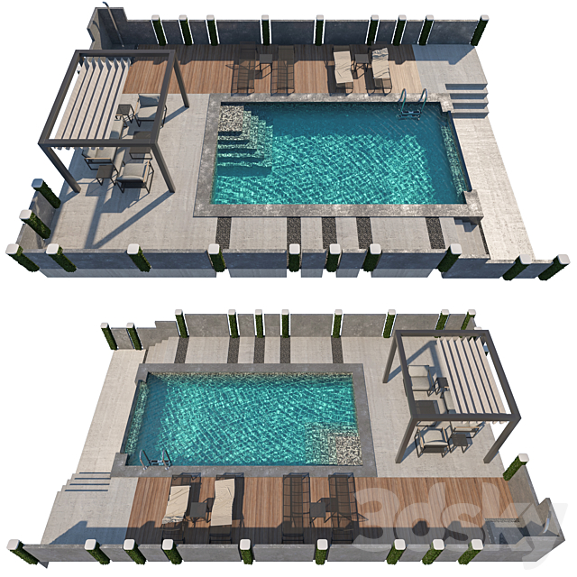 Gazebo and Swimming Pool # 5 3DSMax File - thumbnail 2