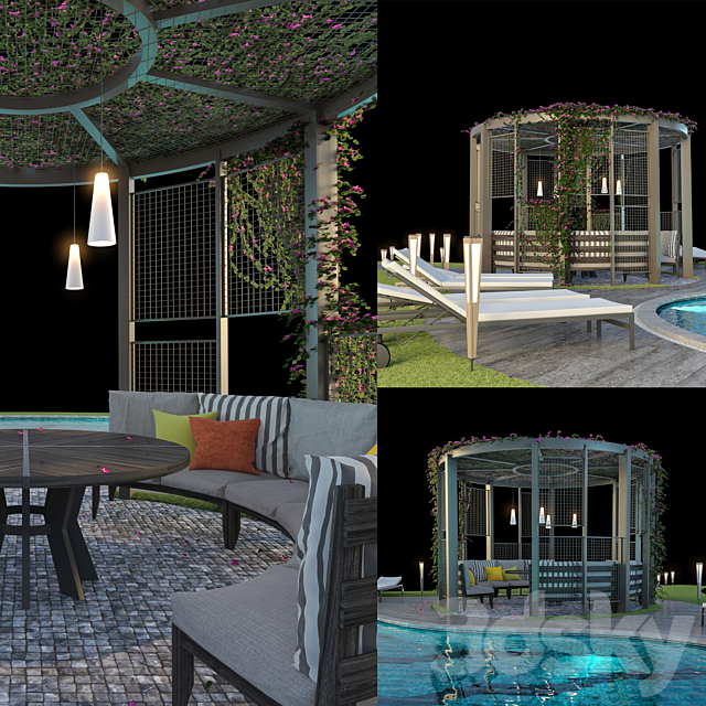 Gazebo and Swimming Pool # 6 3DSMax File - thumbnail 2