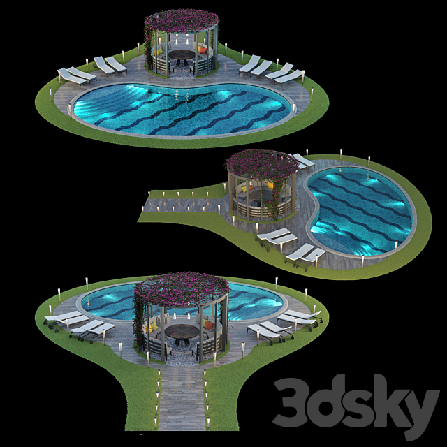 Gazebo and Swimming Pool # 6 3DSMax File - thumbnail 3