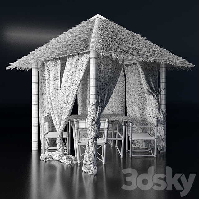 Gazebo of bamboo 3ds Max - thumbnail 2