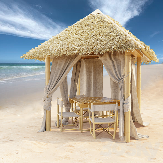 Gazebo of bamboo 3ds Max - thumbnail 3