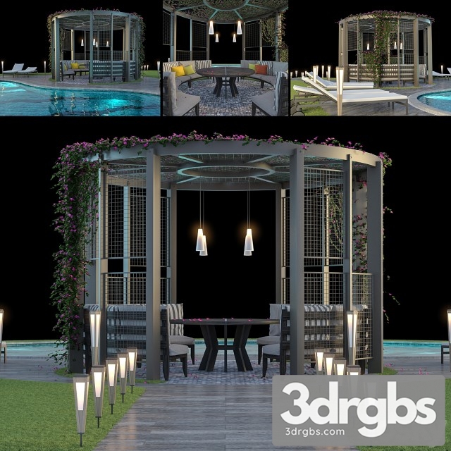 Gazebo Swimming Pool 6 3dsmax Download - thumbnail 1