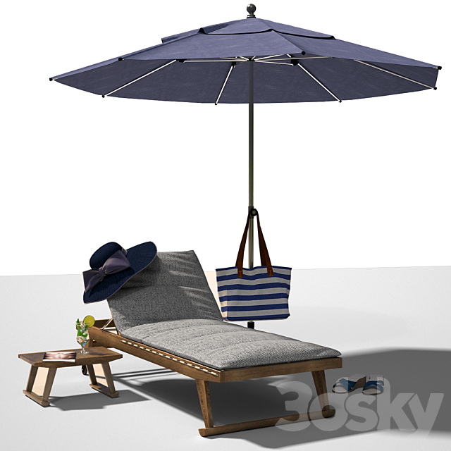 GIO Garden chaise longue 3ds Max - thumbnail 1