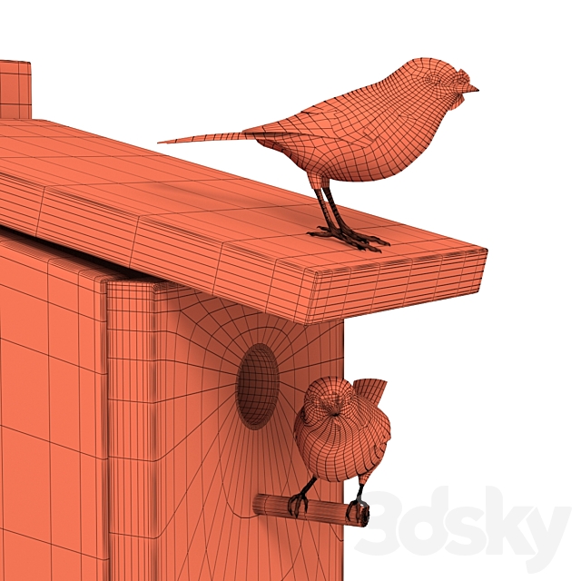 Great Tits at artificial nest 3ds Max - thumbnail 3