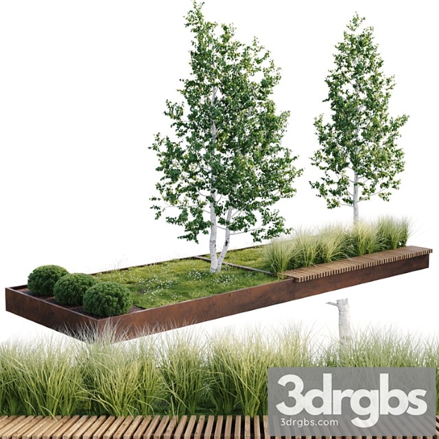 Green benches 3dsmax Download - thumbnail 1