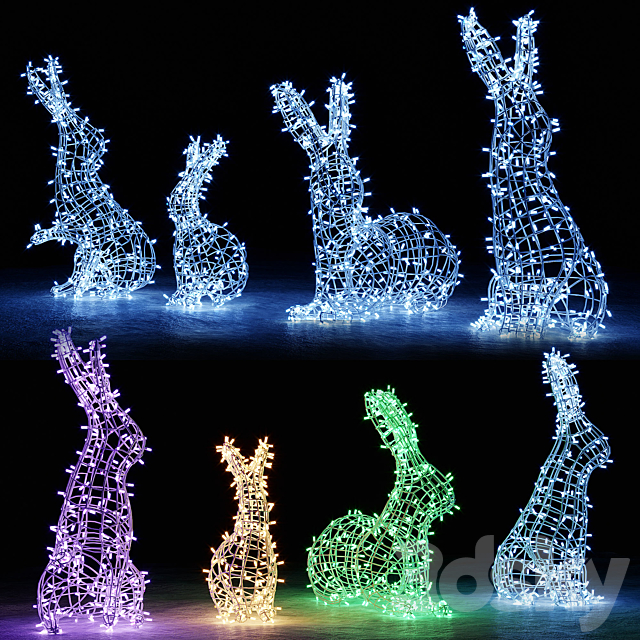 Hares from garlands 3ds Max - thumbnail 2