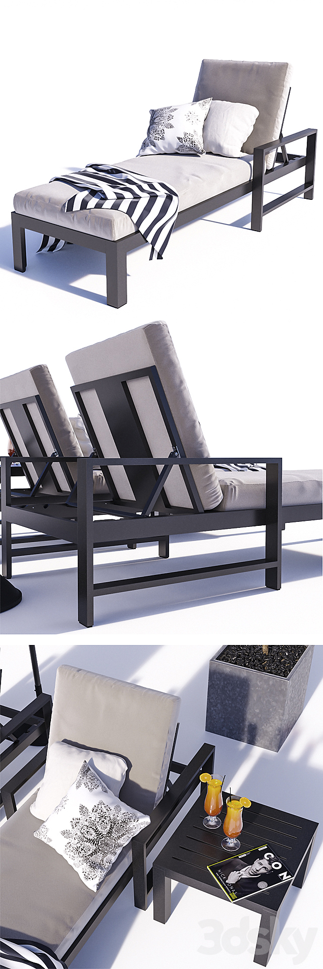 Indio Metal Outdoor Furniture Set 1 3DSMax File - thumbnail 2