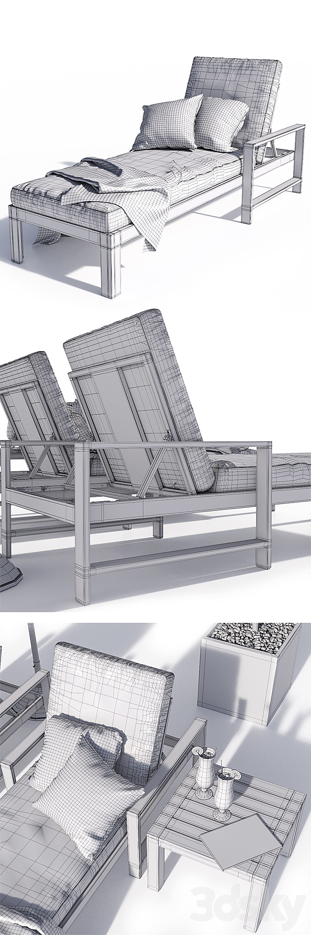 Indio Metal Outdoor Furniture Set 1 3DSMax File - thumbnail 3