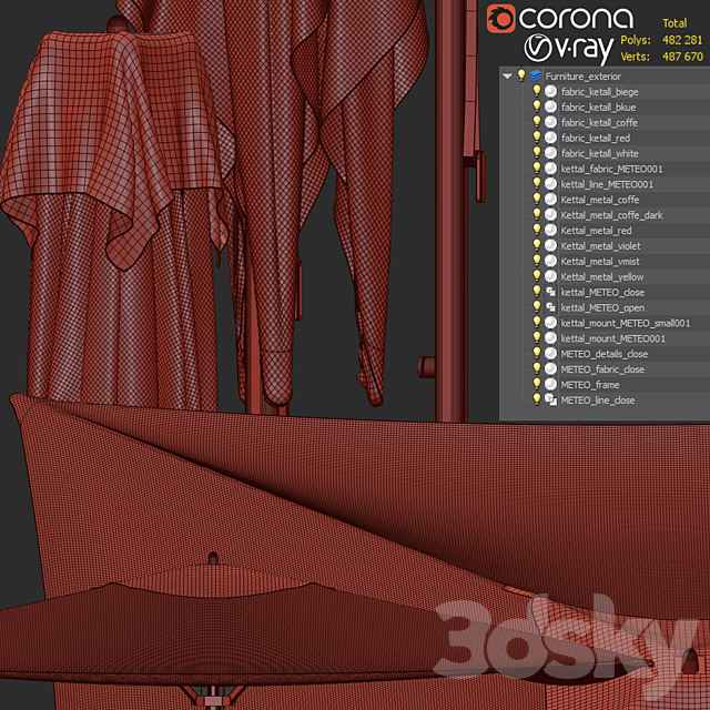 KETTAL _ Meteo Telescopic Parasol 300 3DSMax File - thumbnail 3