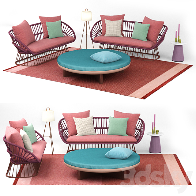 kettal cala 3 place sofa 3ds Max - thumbnail 1