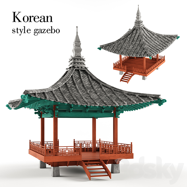 Korean style gazebo 3ds Max - thumbnail 1