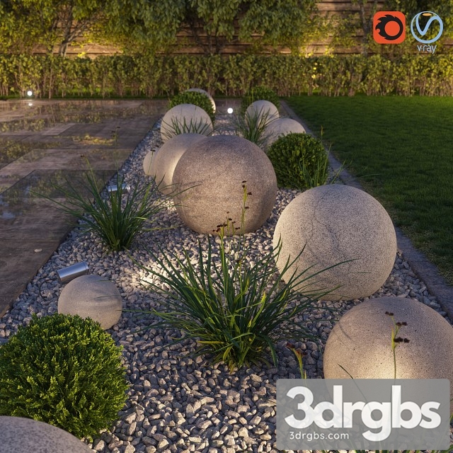 Landscape Composition Concrete Balls 3dsmax Download - thumbnail 1