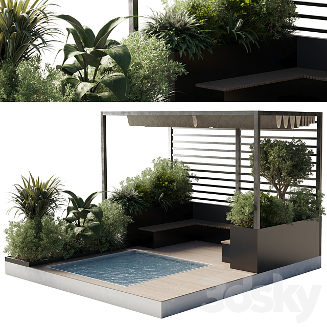 Landscape Furniture by pool with Pergola and Roof garden 08 3DSMax File - thumbnail 1
