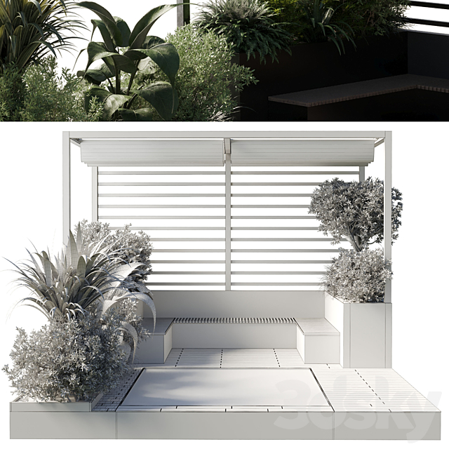 Landscape Furniture by pool with Pergola and Roof garden 08 3DSMax File - thumbnail 6