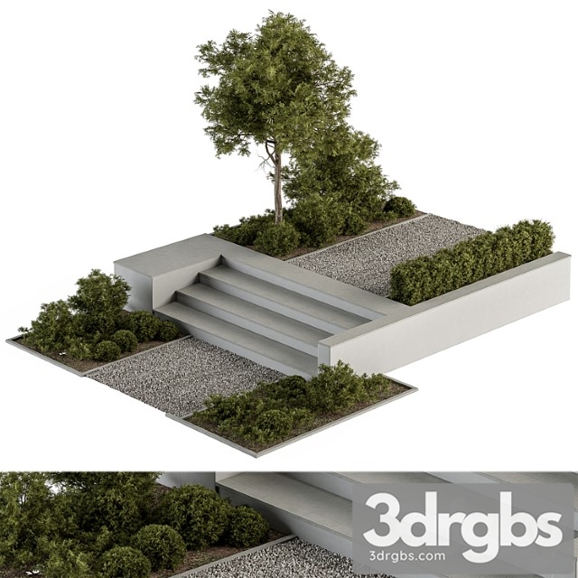 Landscape furniture stairs with ivy and garden – architect element 65 3dsmax Download - thumbnail 1