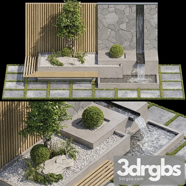 Landscape Furniture With Fountain 3dsmax Download - thumbnail 1