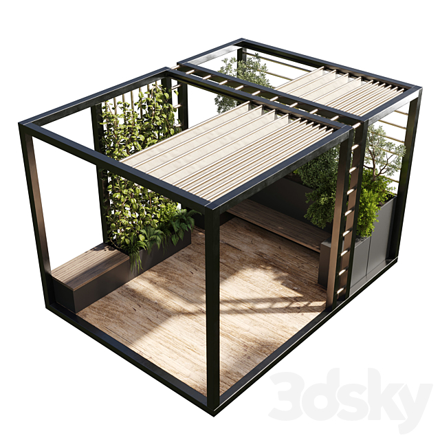 Landscape Furniture with Pergola and Roof garden 03 3ds Max - thumbnail 2