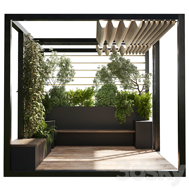 Landscape Furniture with Pergola and Roof garden 03 3ds Max - thumbnail 3