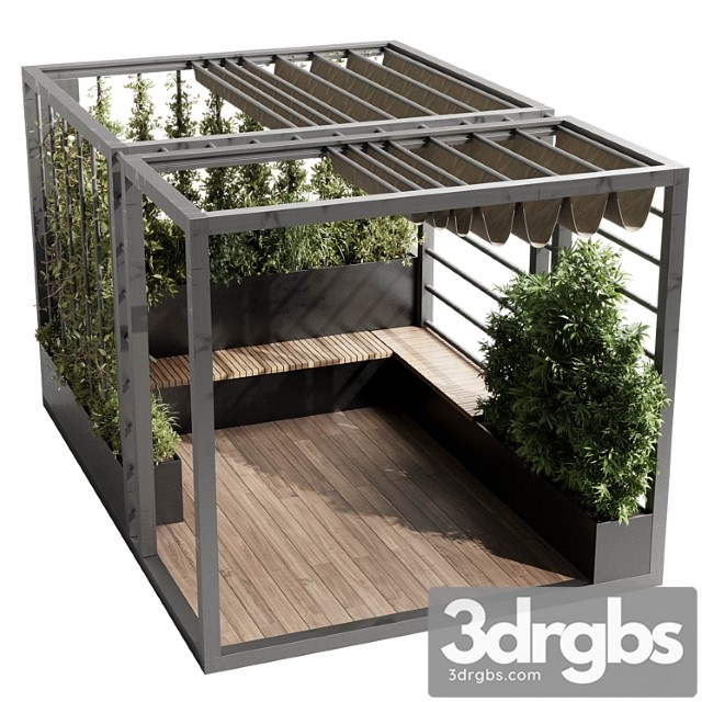 Landscape furniture with pergola and roof garden 09 3dsmax Download - thumbnail 1