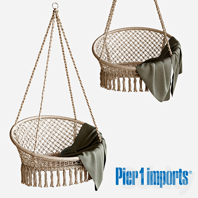 Macrame Natural Hanging Saucer Chair 3DSMax File - thumbnail 1