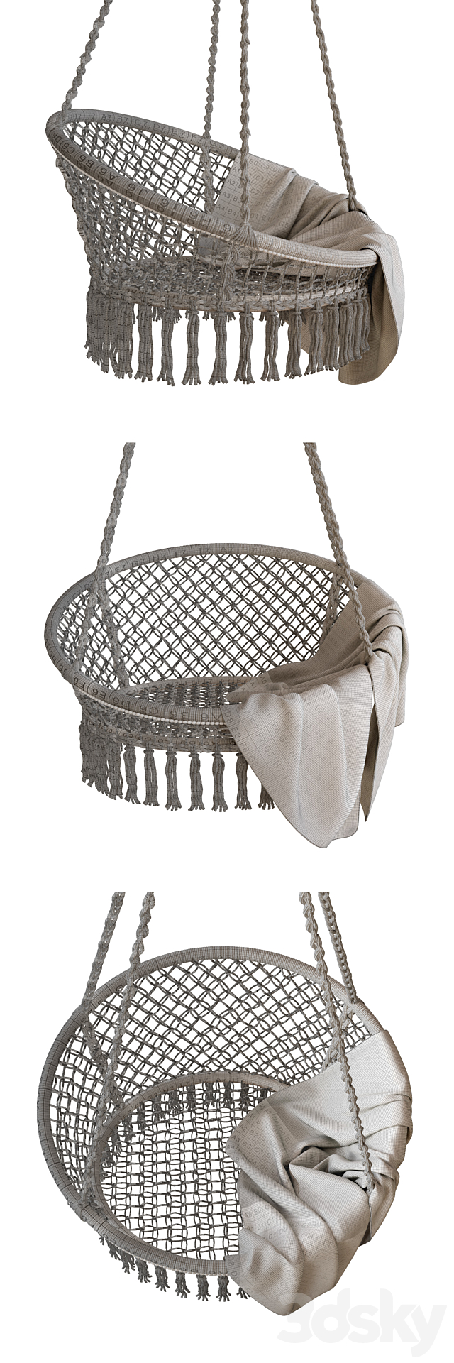 Macrame Natural Hanging Saucer Chair 3DSMax File - thumbnail 3