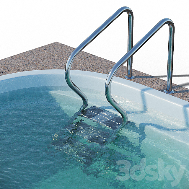 Narbonne composite pool with waterfall 3ds Max - thumbnail 3