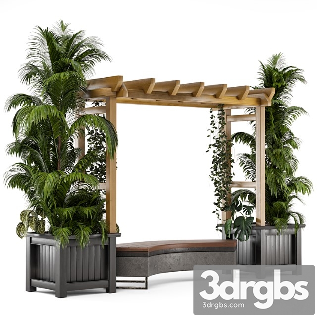 Outdoor plants on pergola – garden set 138 3dsmax Download - thumbnail 1