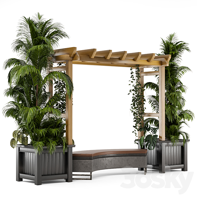 Outdoor Plants on Pergola – Garden Set 138 3DSMax File - thumbnail 1