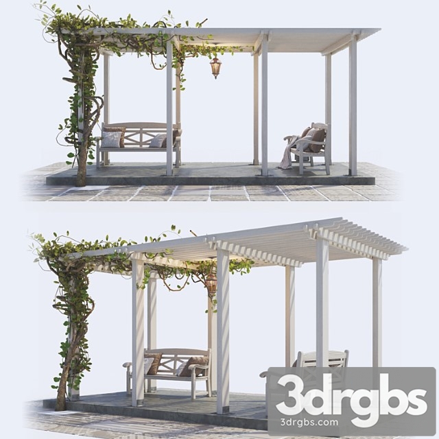 Painted Wooden Pergola 3dsmax Download - thumbnail 1