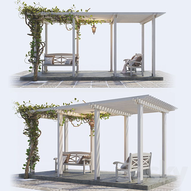 Painted Wooden Pergola 3DSMax File - thumbnail 1