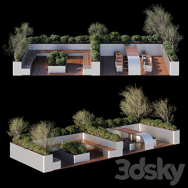 Parklet – recreation area in the park and urban environment 3ds Max - thumbnail 1