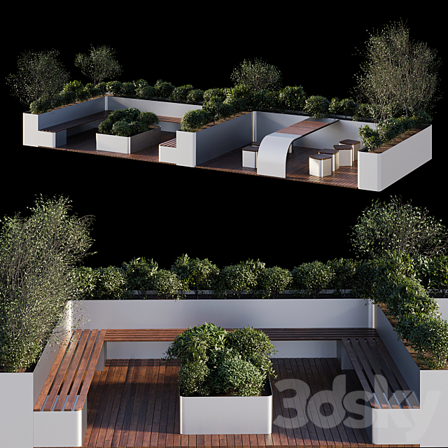 Parklet – recreation area in the park and urban environment 3ds Max - thumbnail 2