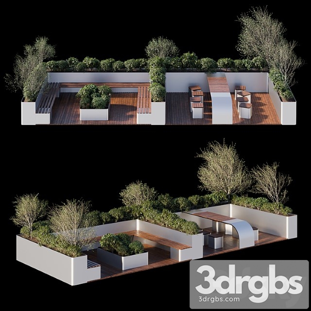 Parklet – recreation area in the park and urban environment 3dsmax Download - thumbnail 1