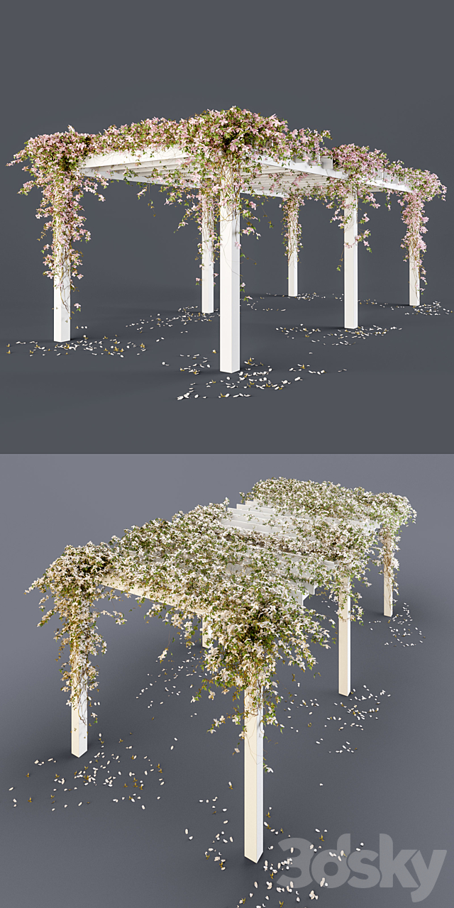 Pergola with flowers 3ds Max - thumbnail 2