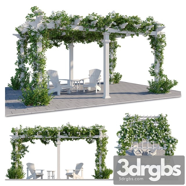 Pergola With Hydrangea 3dsmax Download - thumbnail 1