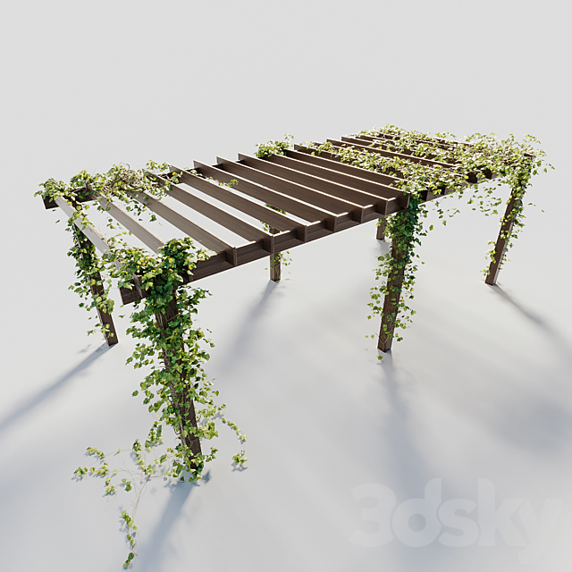 Pergola with ivy 3ds Max - thumbnail 2