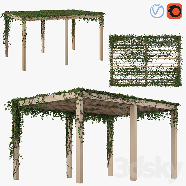 Pergola with Ivy v2 3DSMax File - thumbnail 1