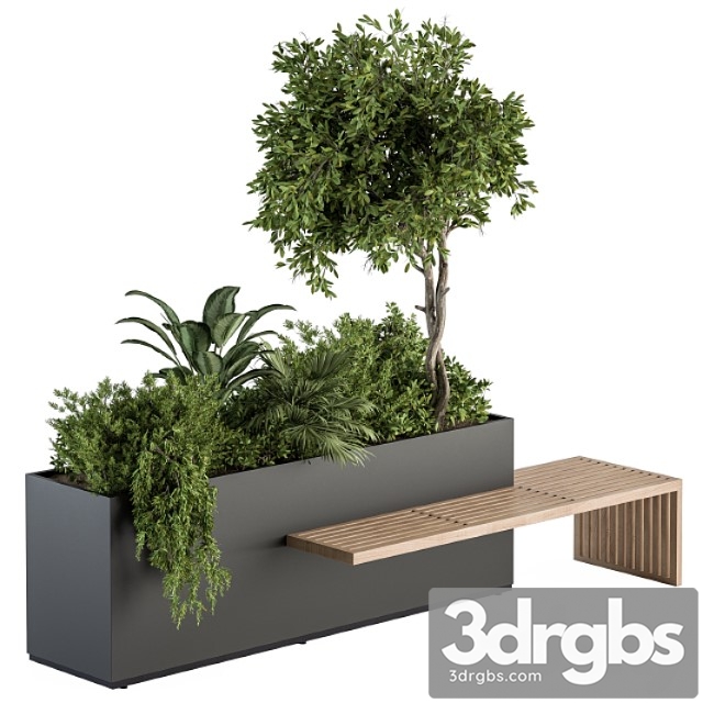 plant box with bench – set 28 3dsmax Download - thumbnail 1